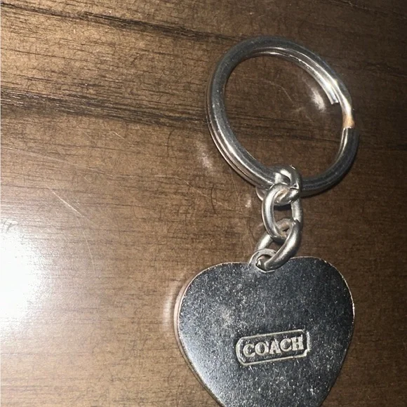 Coach Signature Yellow Heart Metal Keychain - Picture 3 of 3
